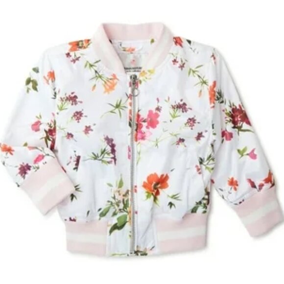 NEW Urban Republic Toddler Girls Sateen Bomber Jacket White Floral Size 12 Month - Picture 1 of 7